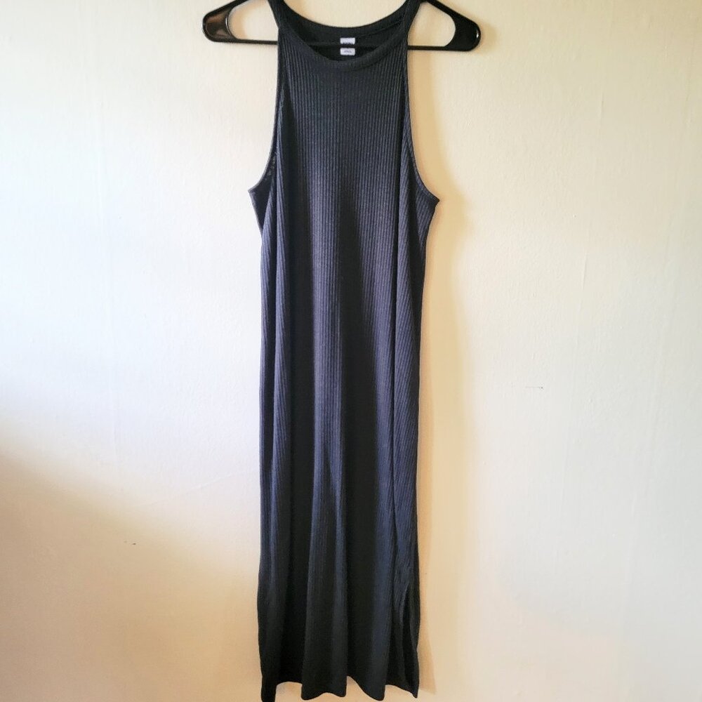 Dark Gray High Neck Ribbed Maxi Tube Dress Size S